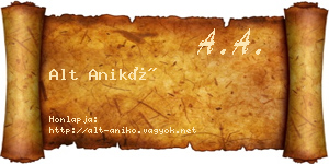 Alt Anikó névjegykártya